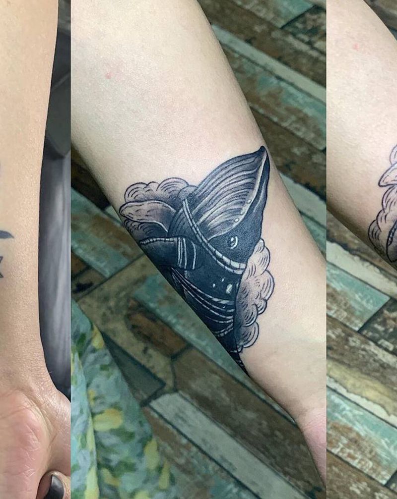 鲸鱼遮盖纹身纹身图片_手臂腿部Old SchoolNew School鲸鱼纹身图案