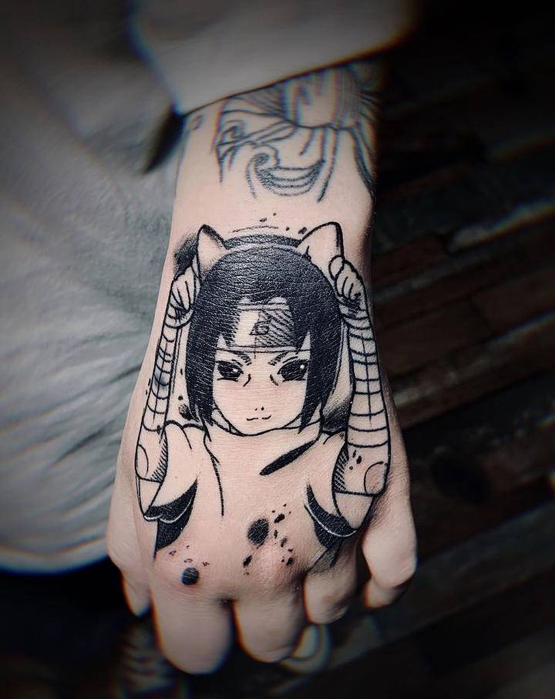 火影忍者纹身图片_手部几何火影忍者纹身图案