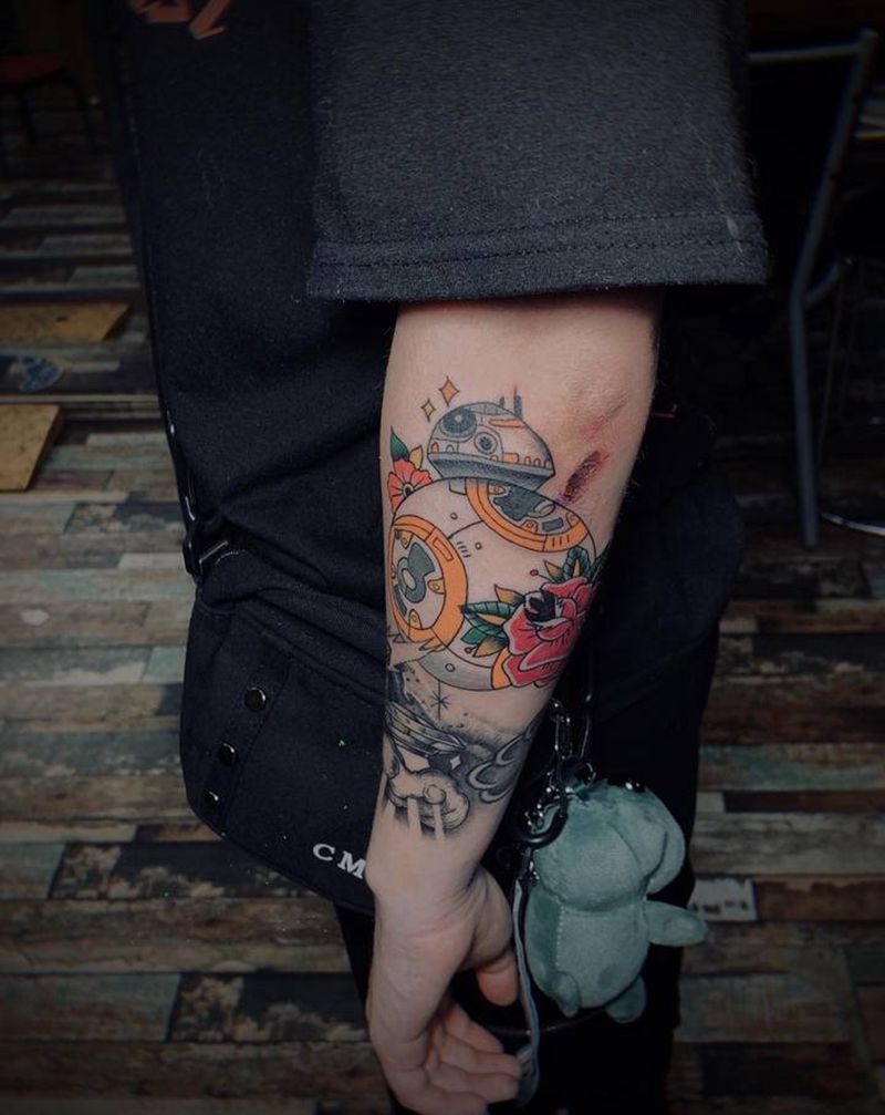 拼接花臂纹身图片_手臂Old SchoolNew School拼接花臂纹身图案