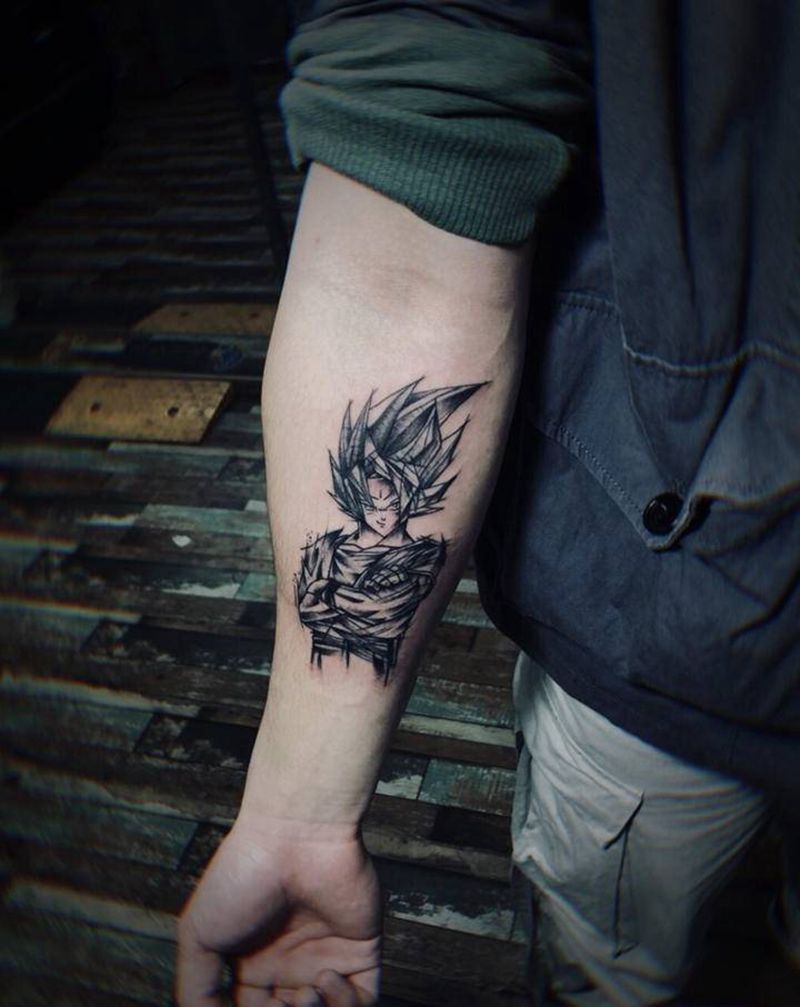 暗黑风悟空纹身图片_手臂腿部Old SchoolNew School悟空纹身图案