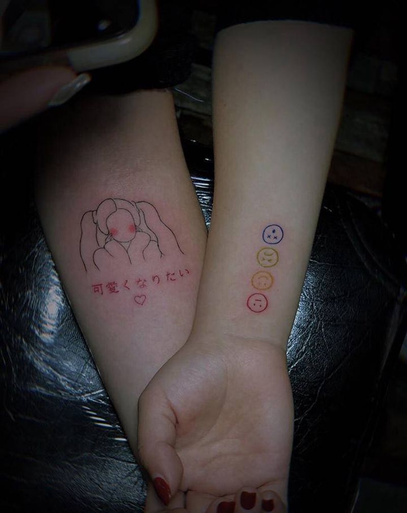 笑脸 女生纹身纹身图片_手臂新传统老传统彼岸花女孩纹身图案