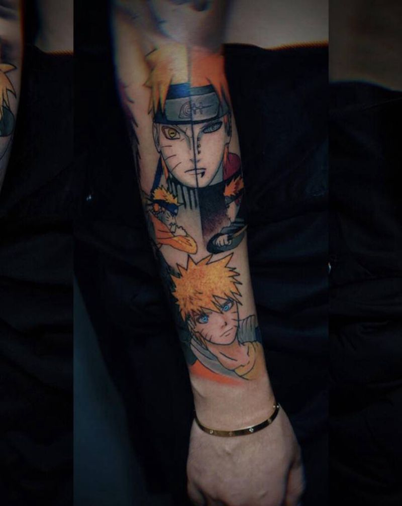 火影忍者纹身图片_手臂Old SchoolNew School火影忍者纹身图案