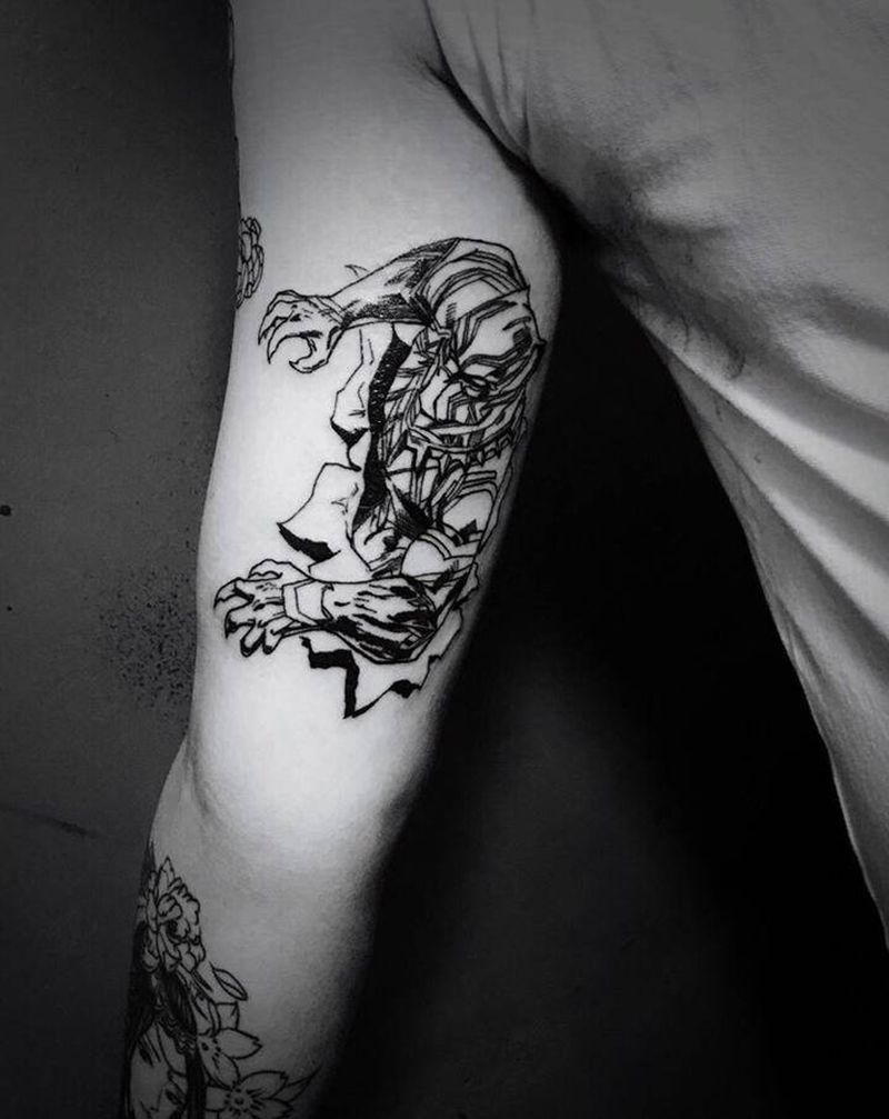 美国队长纹身图片_手臂几何美国队长纹身图案