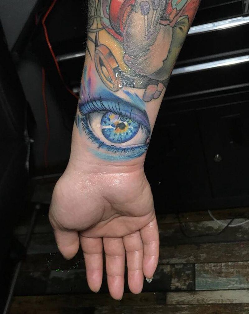 眼睛纹身图片_手臂欧美写实眼睛纹身图案