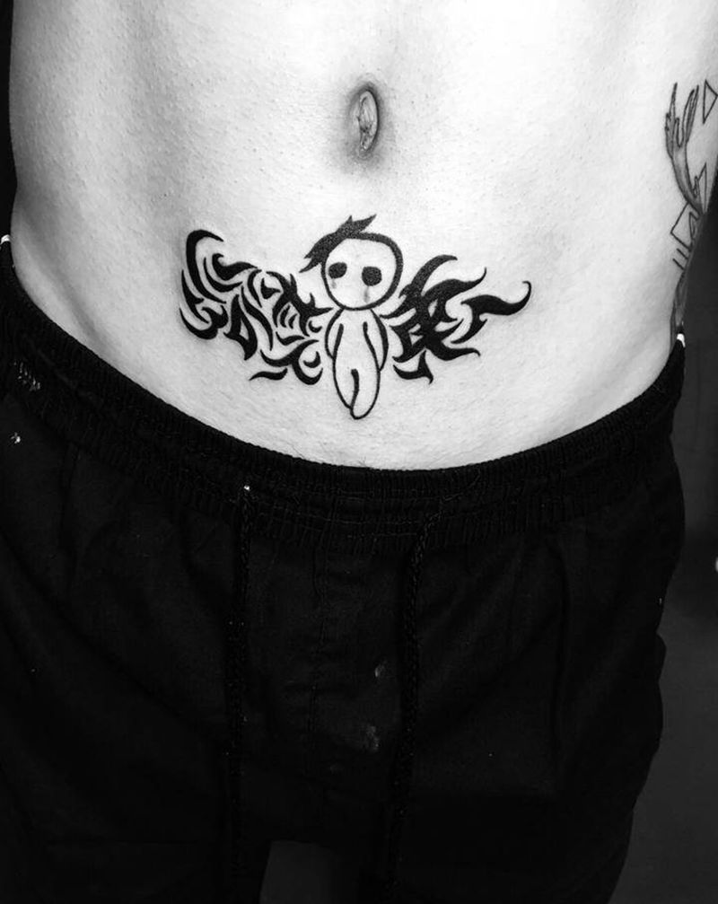 恶魔小鬼纹身图片_腹部New SchoolOld School恶魔小鬼纹身图案