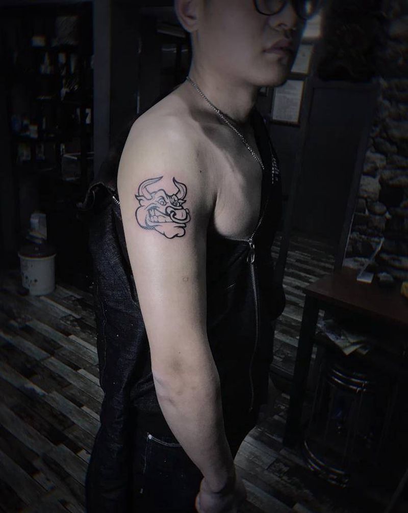 牛纹身纹身图片_手臂图腾牛纹身图案