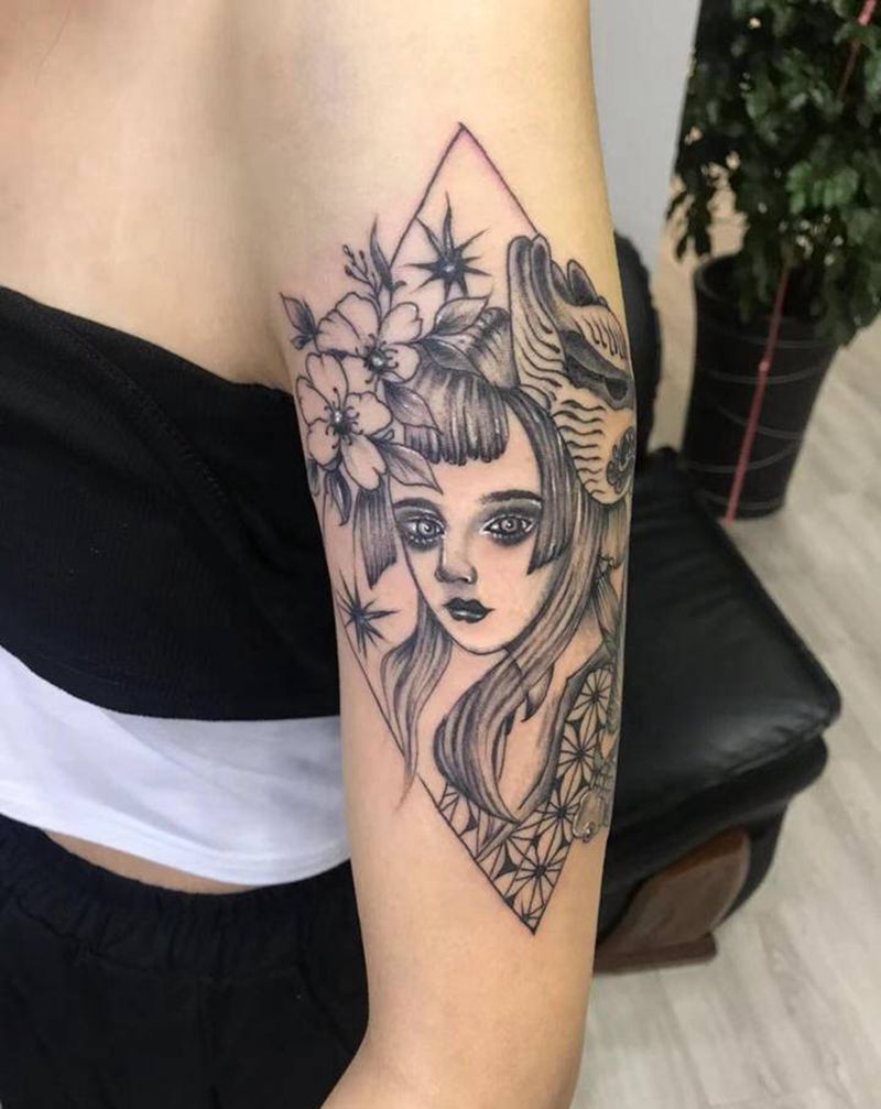 艺妓纹身图片_手臂新传统艺妓纹身图案