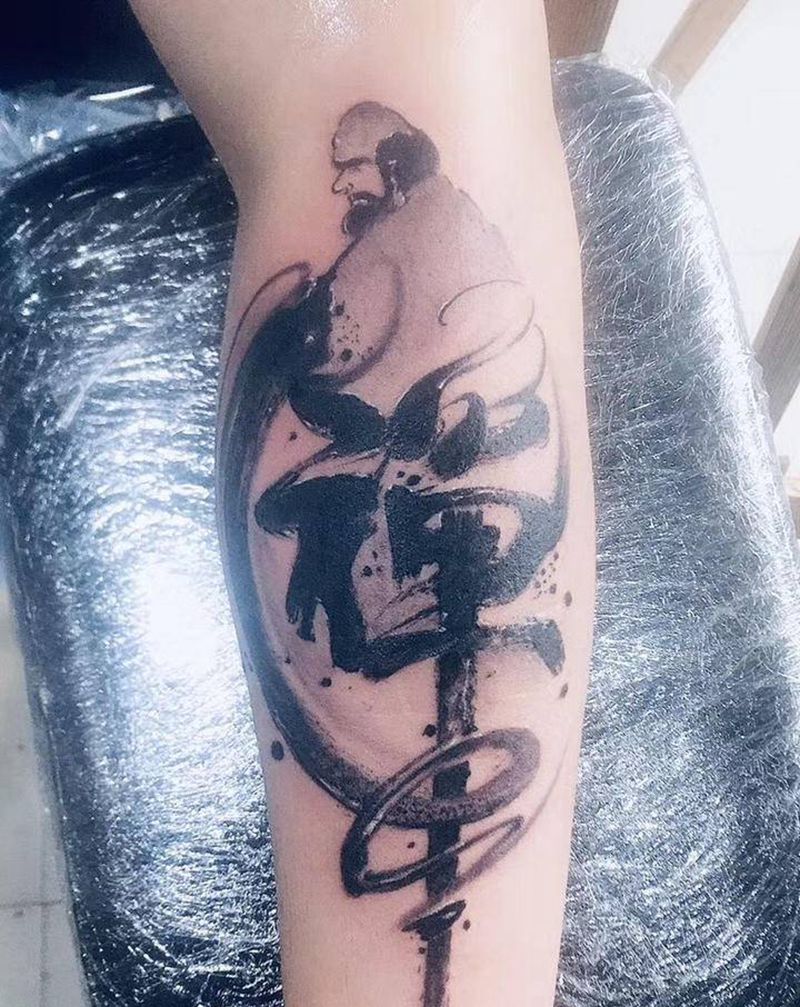 禅纹身图片_手臂新传统禅纹身图案