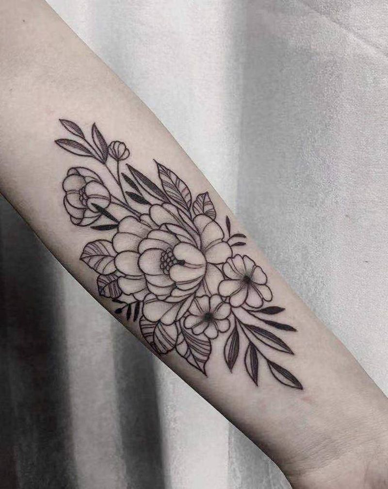 素花纹身图片_手臂小清新纹身图案