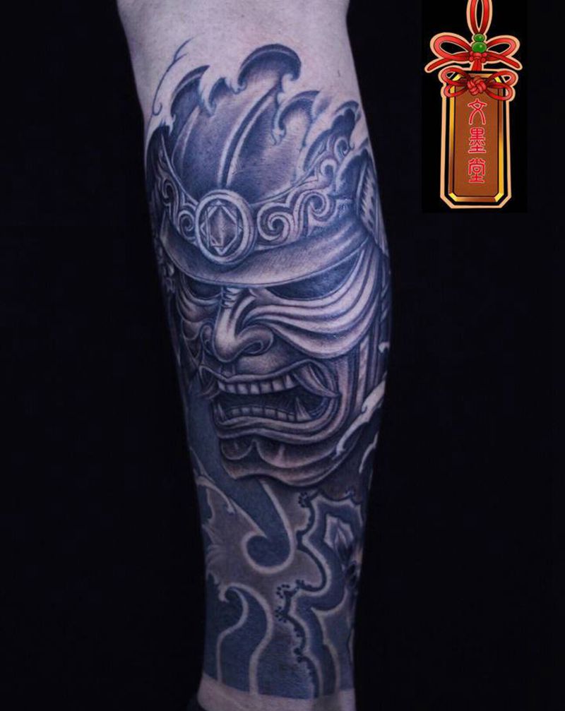 包小腿纹身图片_腿部新传统纹身图案