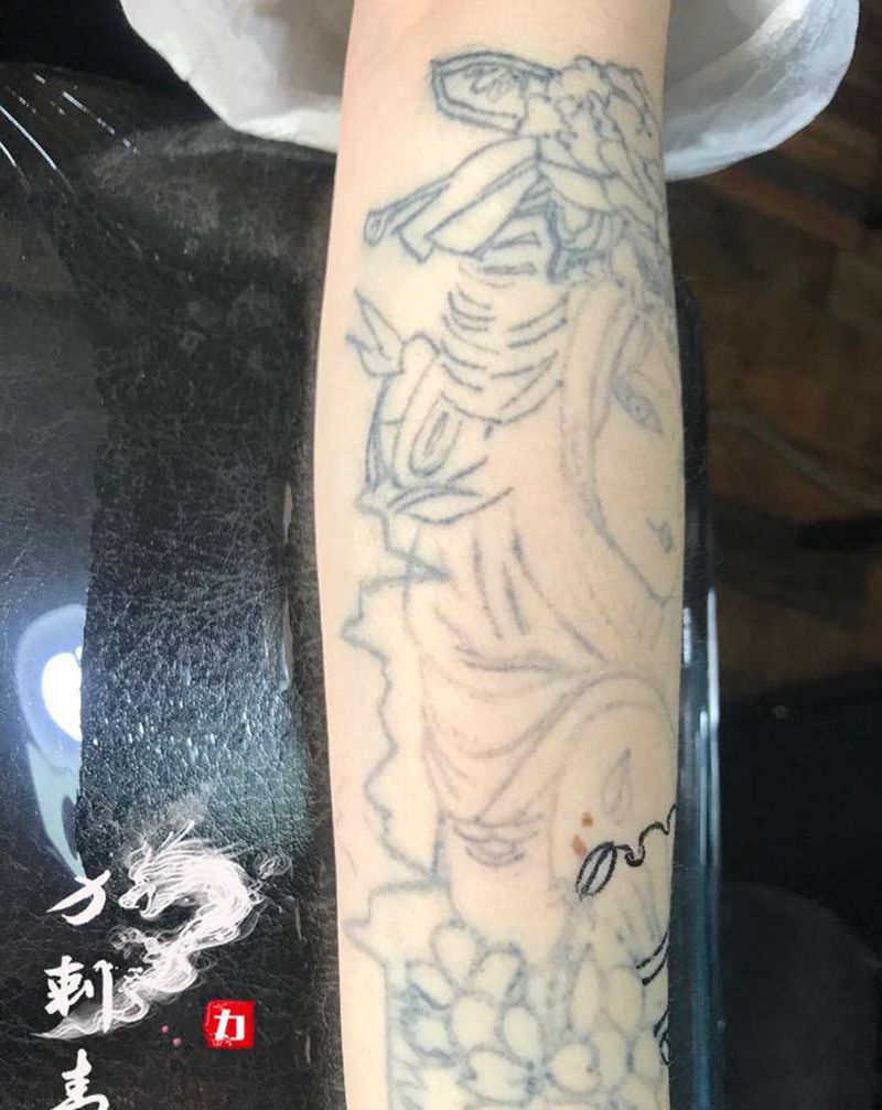 修改艺伎纹身图片_手臂新传统纹身图案