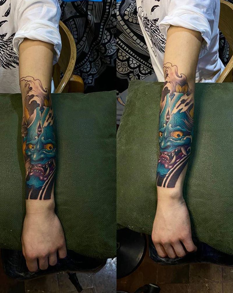 小臂般若纹身纹身图片_手臂老传统新传统般若包小臂纹身图案