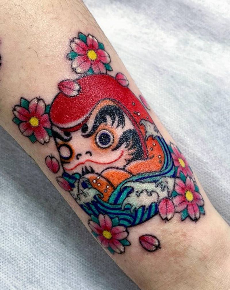 达摩蛋纹身图片_手臂新传统纹身图案