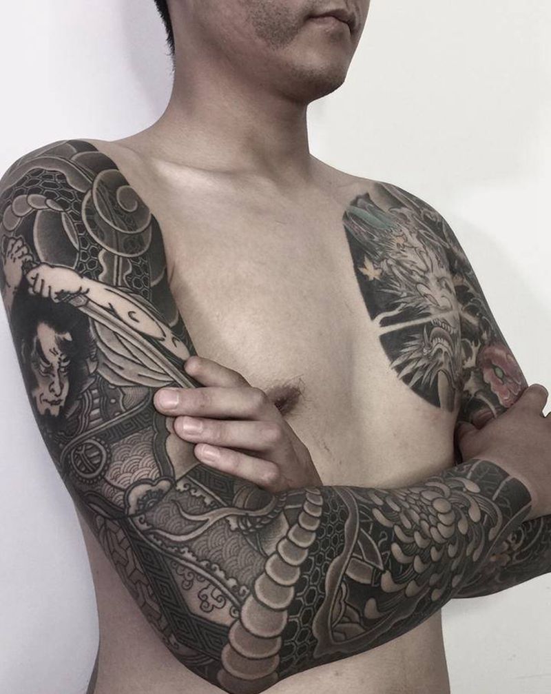 花臂纹身图片_老传统纹身图案