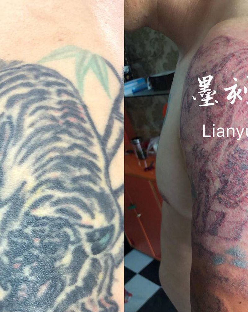 皮秒清洗一遍的效果纹身图片_手臂纹身图案