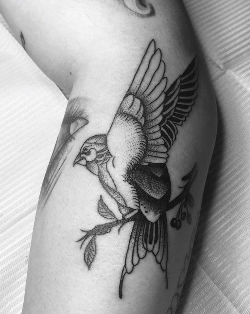 鸟纹身图片_点刺纹身图案