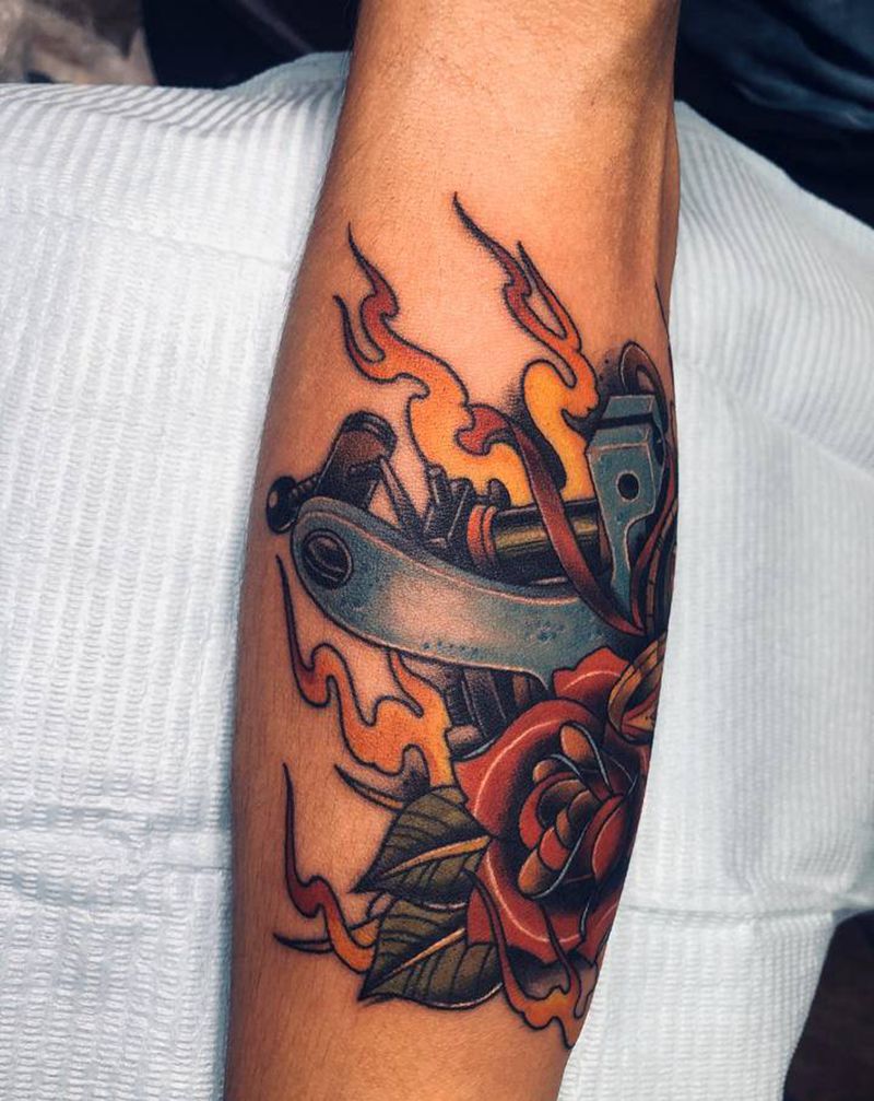 纹身机纹身图片_手臂新传统纹身图案