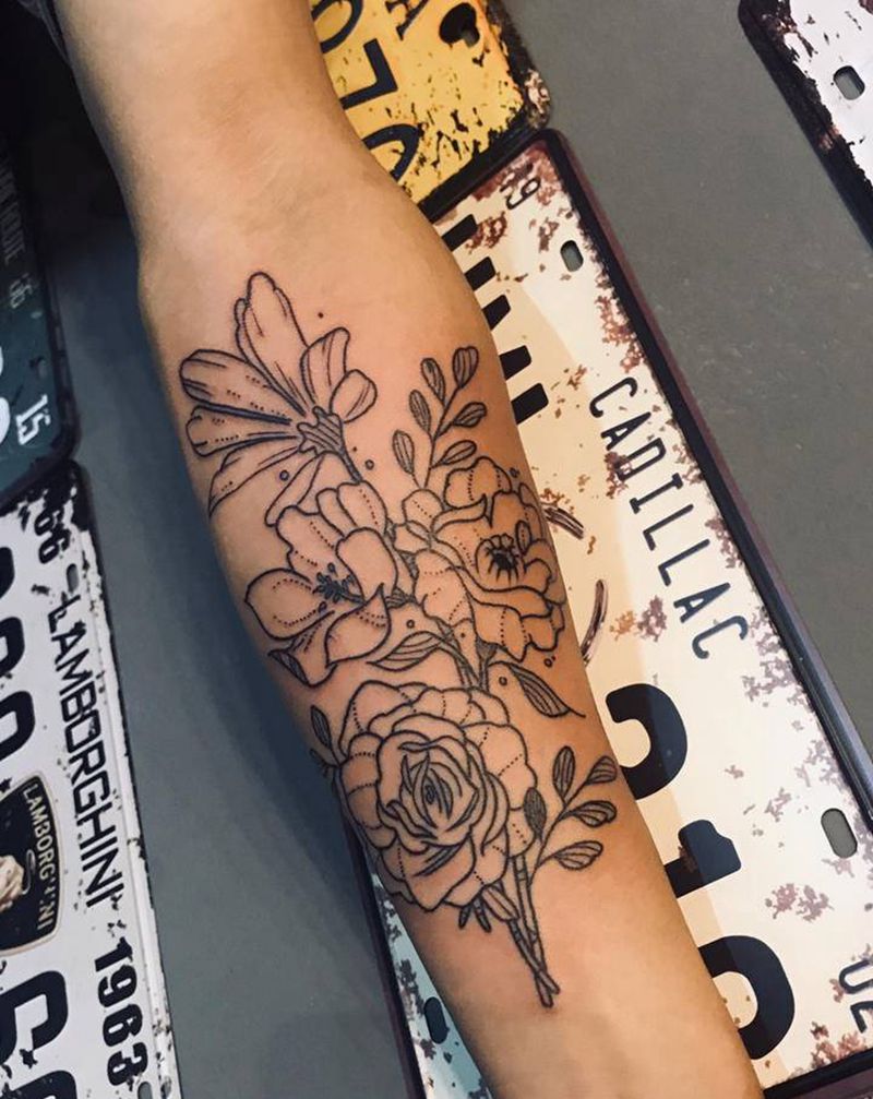 花纹身图片_手臂纹身图案