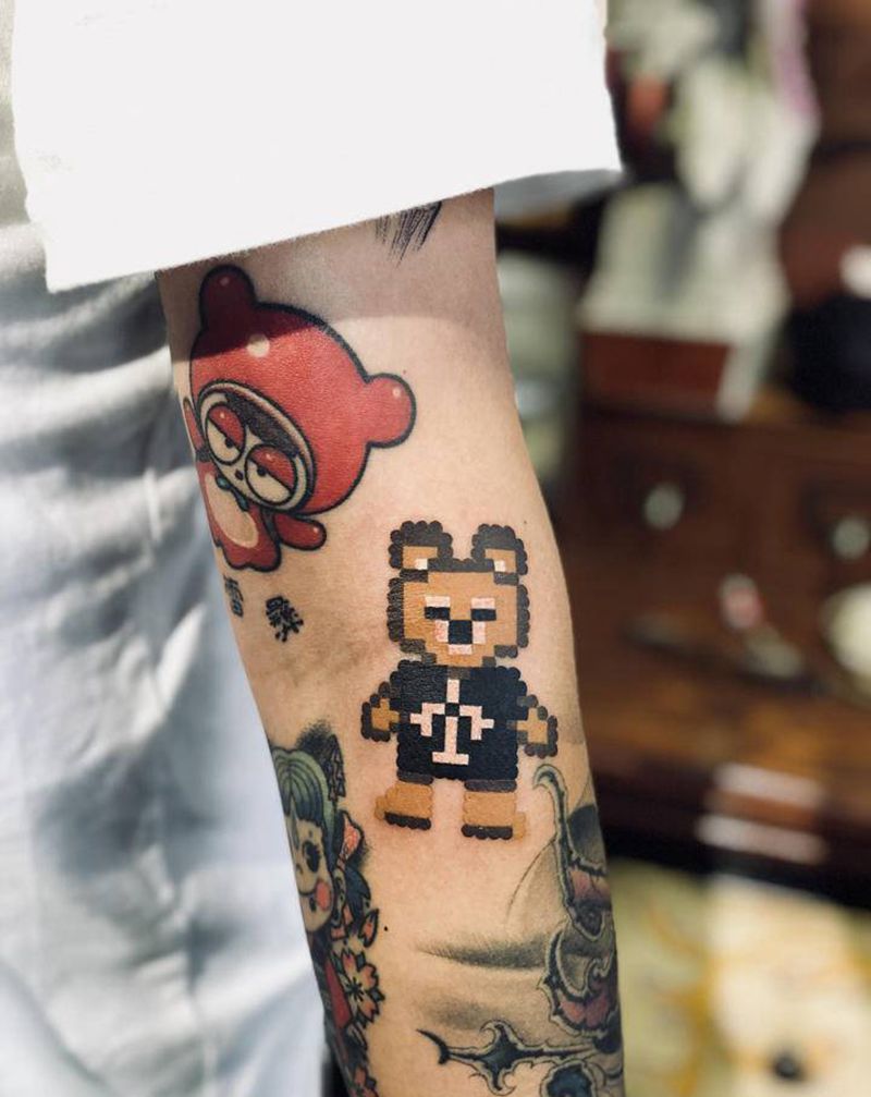 拼豆豆的马赛克纹身图片_手臂Old School纹身图案