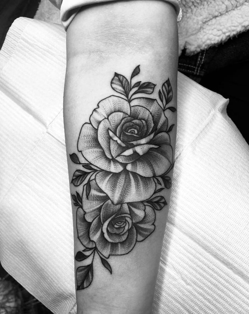 素花纹身图片_手臂点刺纹身图案