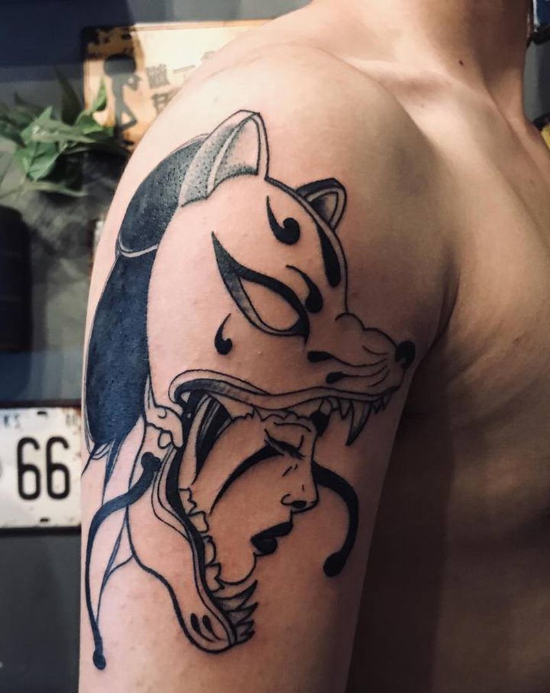 原宿女头纹身图片_手臂纹身图案