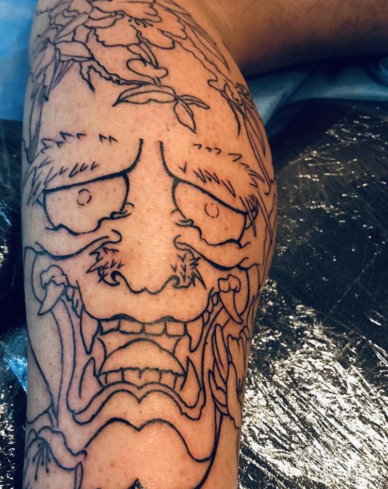 般若未完成纹身图片_腿部纹身图案