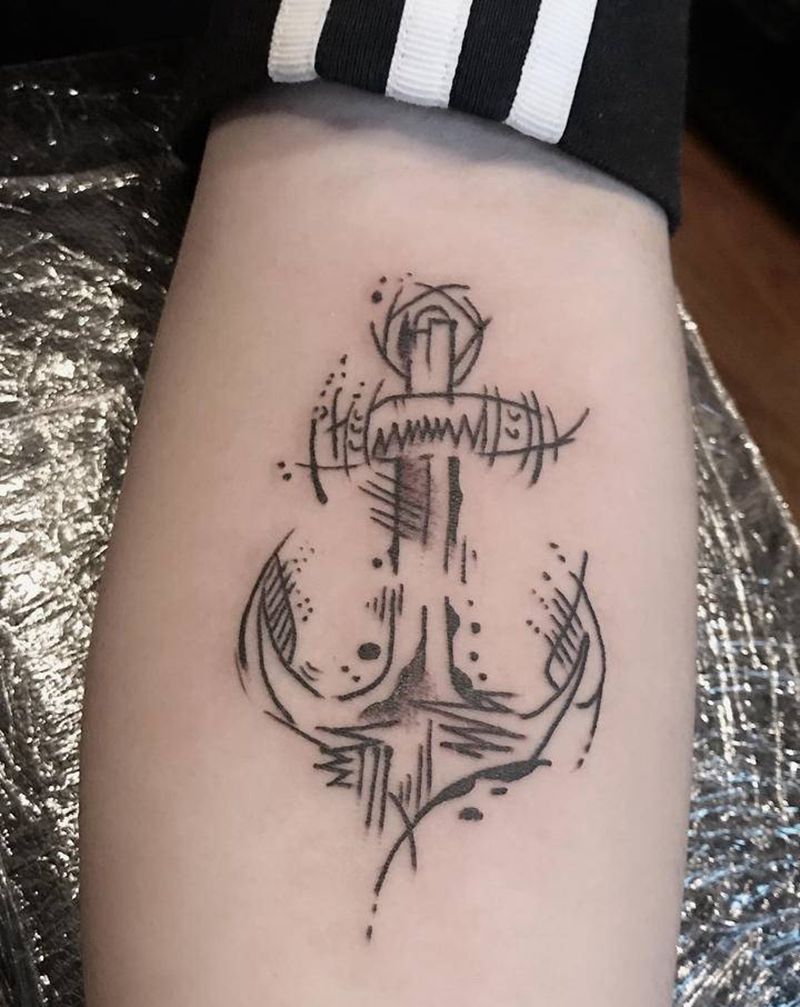 船锚纹身图片_手臂纹身图案
