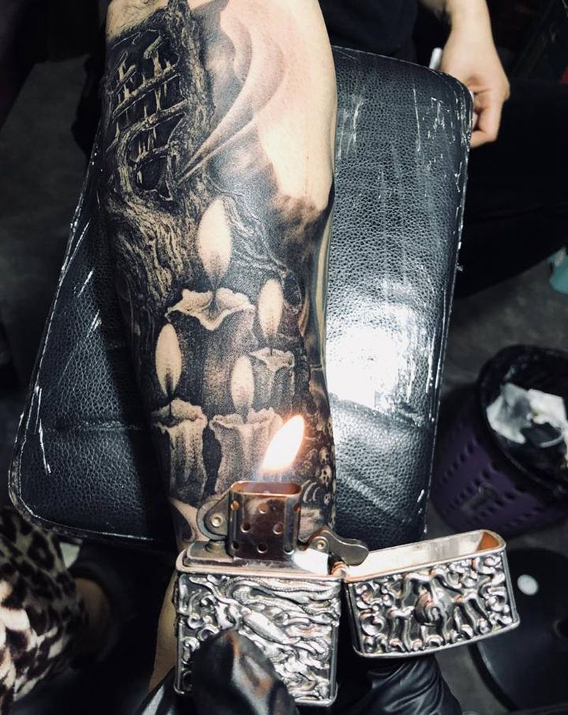 DNA 的延续 未完纹身图片_手臂欧美写实纹身图案