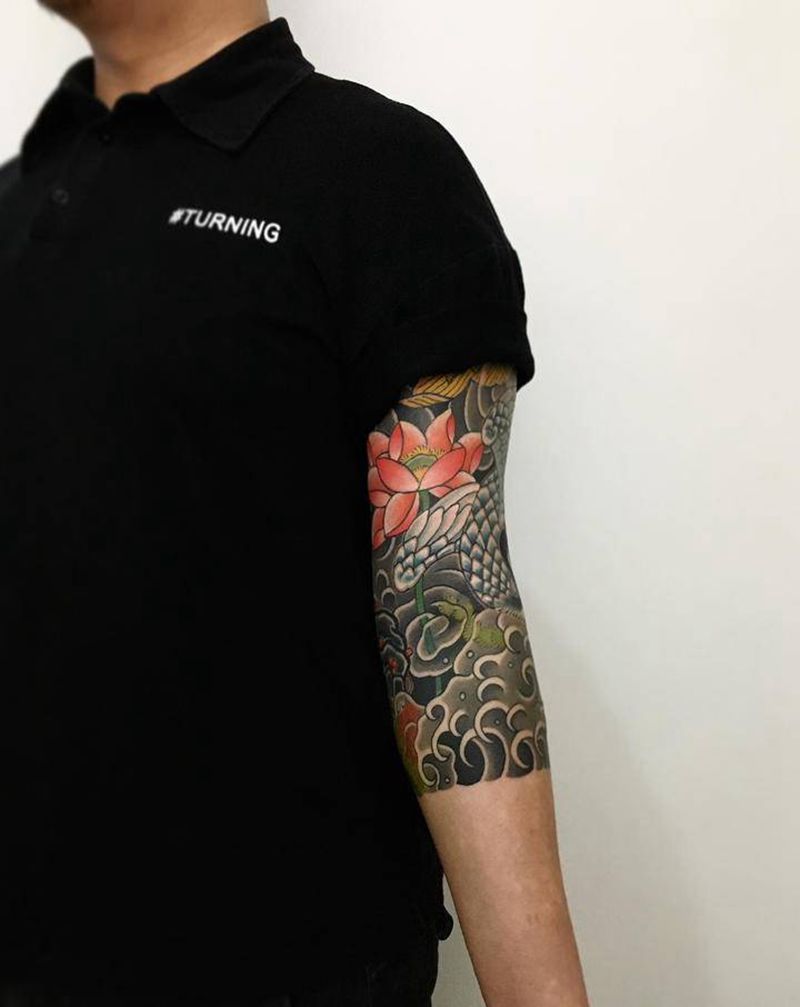 【鹤】纹身图片_手臂老传统纹身图案