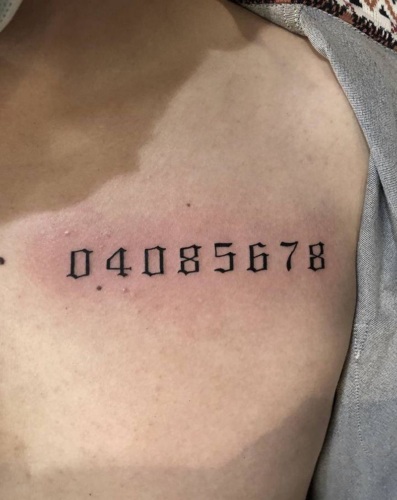 数字纹身纹身图片_背部胸部花体字纹身图案