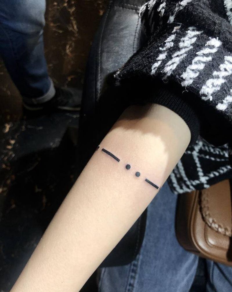 摩斯电码纹身纹身图片_腿部手臂纹身图案