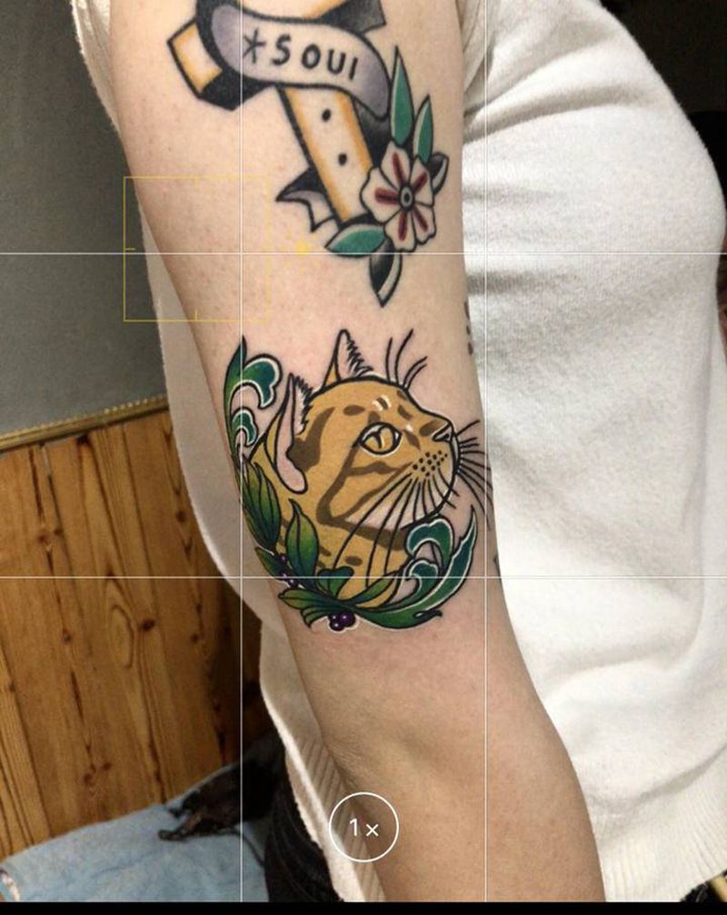 猫咪纹身纹身图片_手臂腿部New School纹身图案