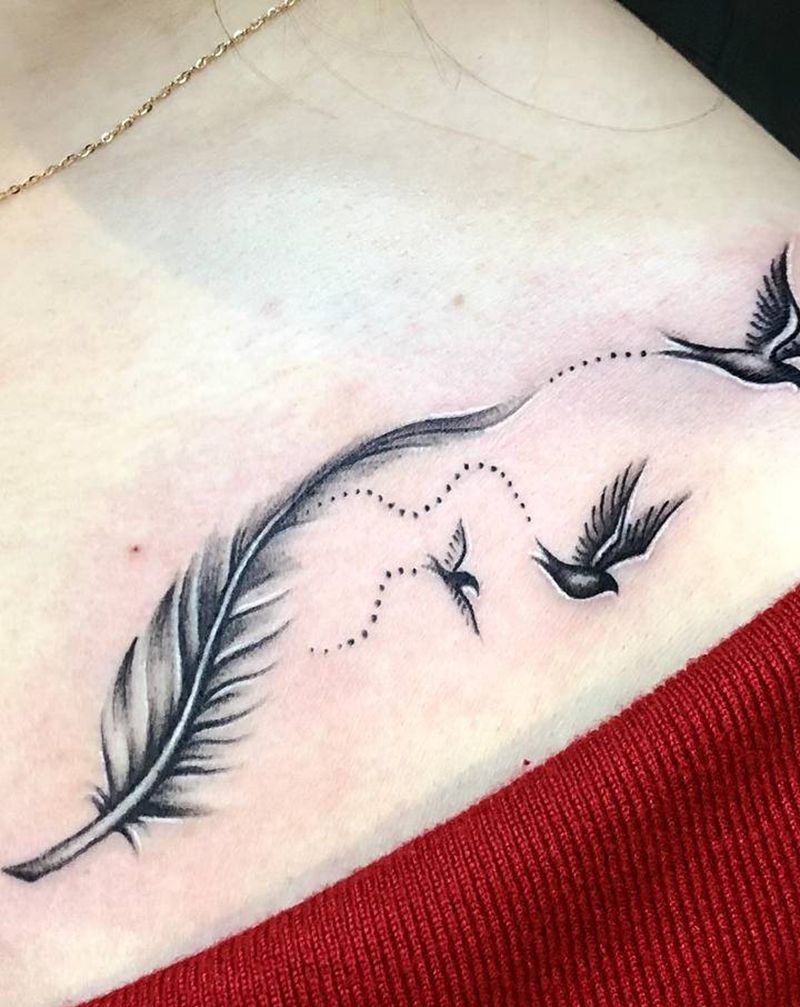 羽毛纹身纹身图片_背部手臂纹身图案