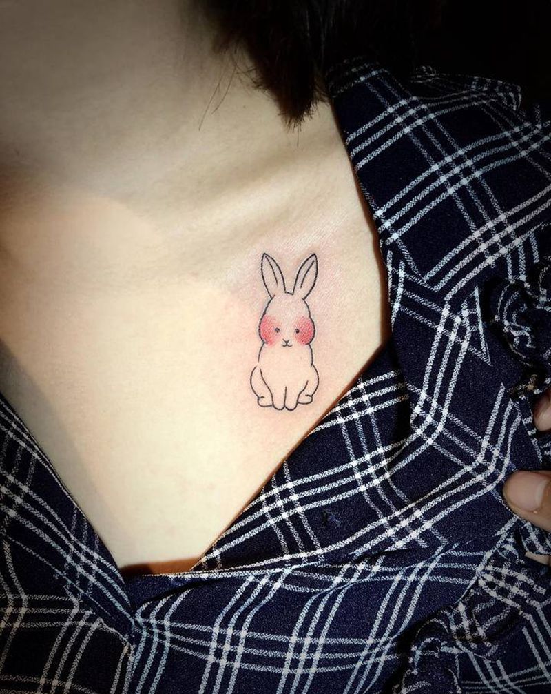 小兔子纹身纹身图片_胸部纹身图案