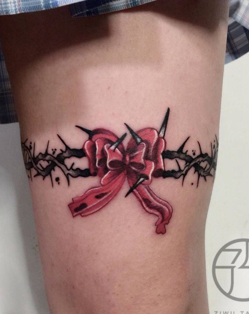 #荆棘纹身图片_腿部纹身图案