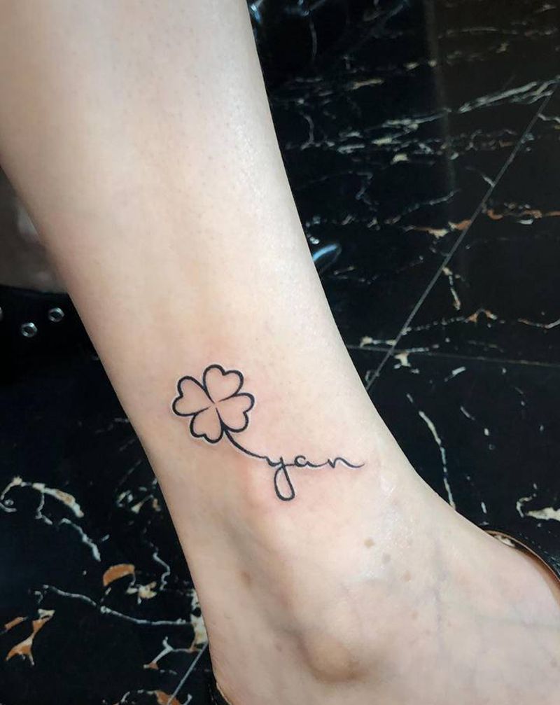 小清新四叶草纹身图片_手臂腿部小清新纹身图案