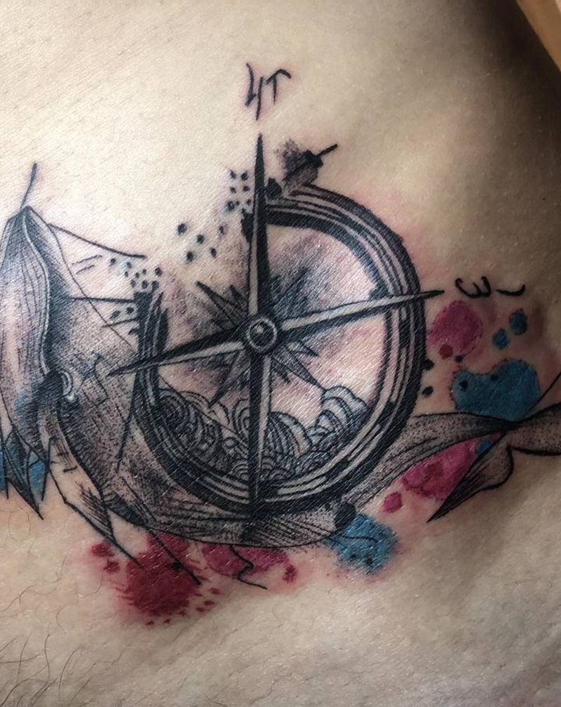 鲸鱼纹身图片_水墨点刺纹身图案