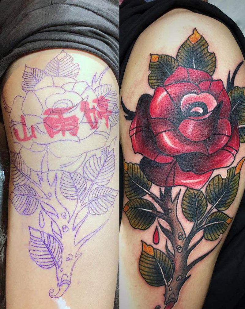 遮盖纹身作品纹身图片_手臂腿部New School纹身图案