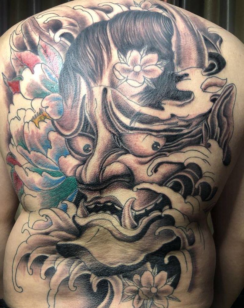 满背般若纹身图片_新传统纹身图案