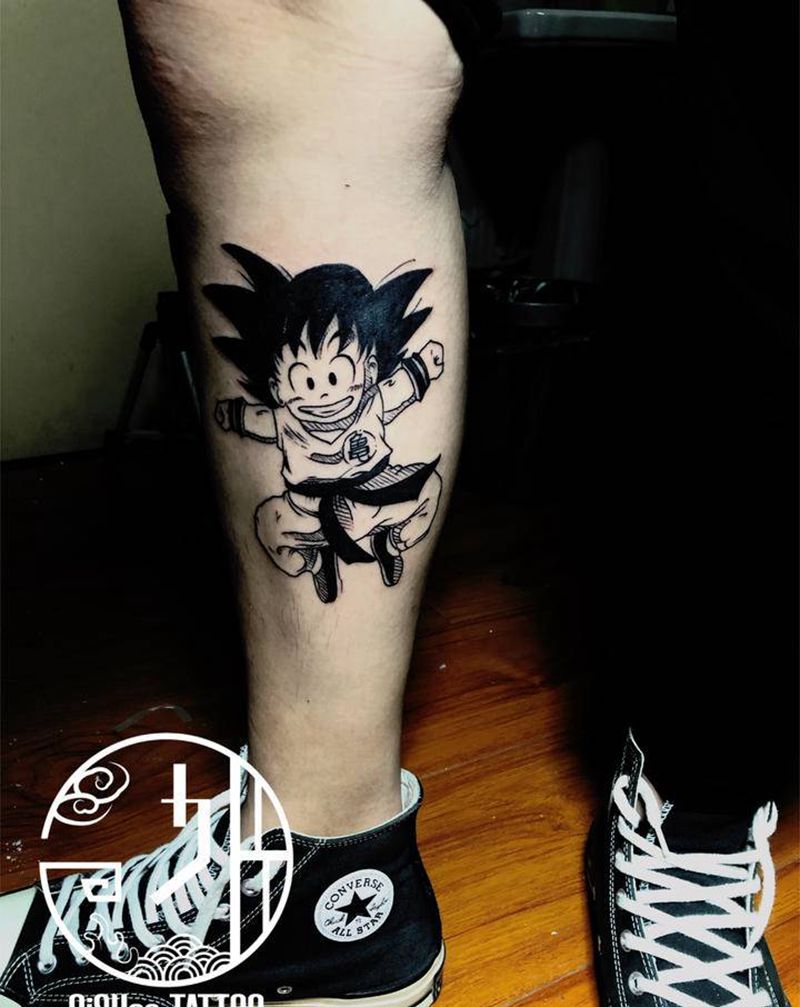 小悟空纹身图片_腿部纹身图案