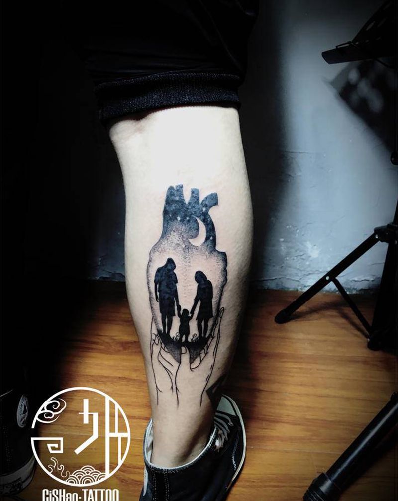 家纹身图片_腿部纹身图案