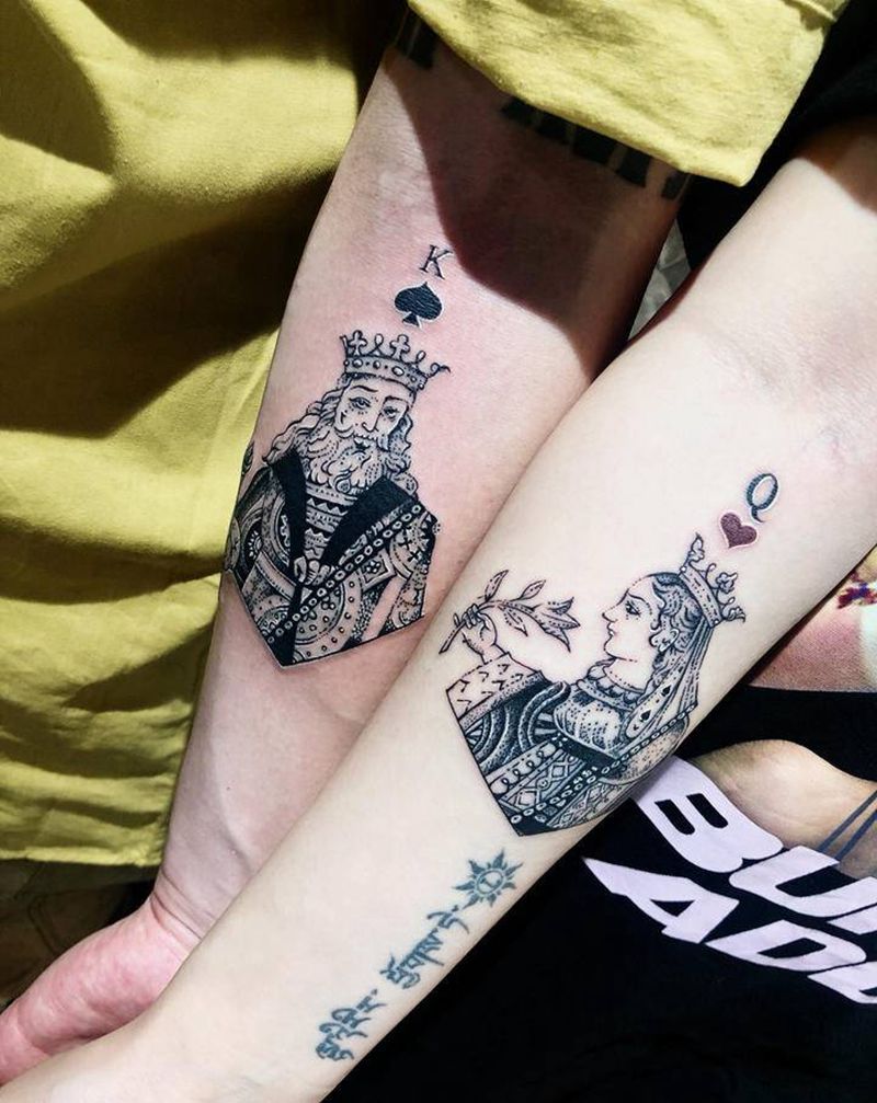 情侣小臂纹身纹身图片_腿部手臂点刺几何纹身图案