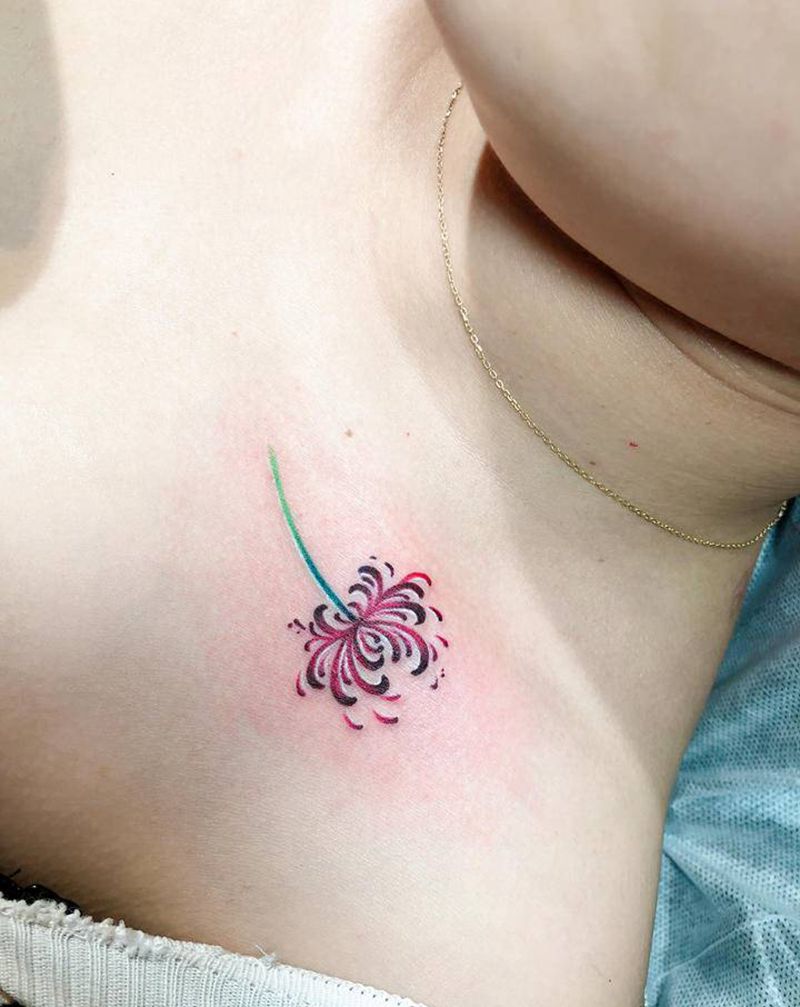 彼岸花纹身纹身图片_腿部手臂水彩纹身图案