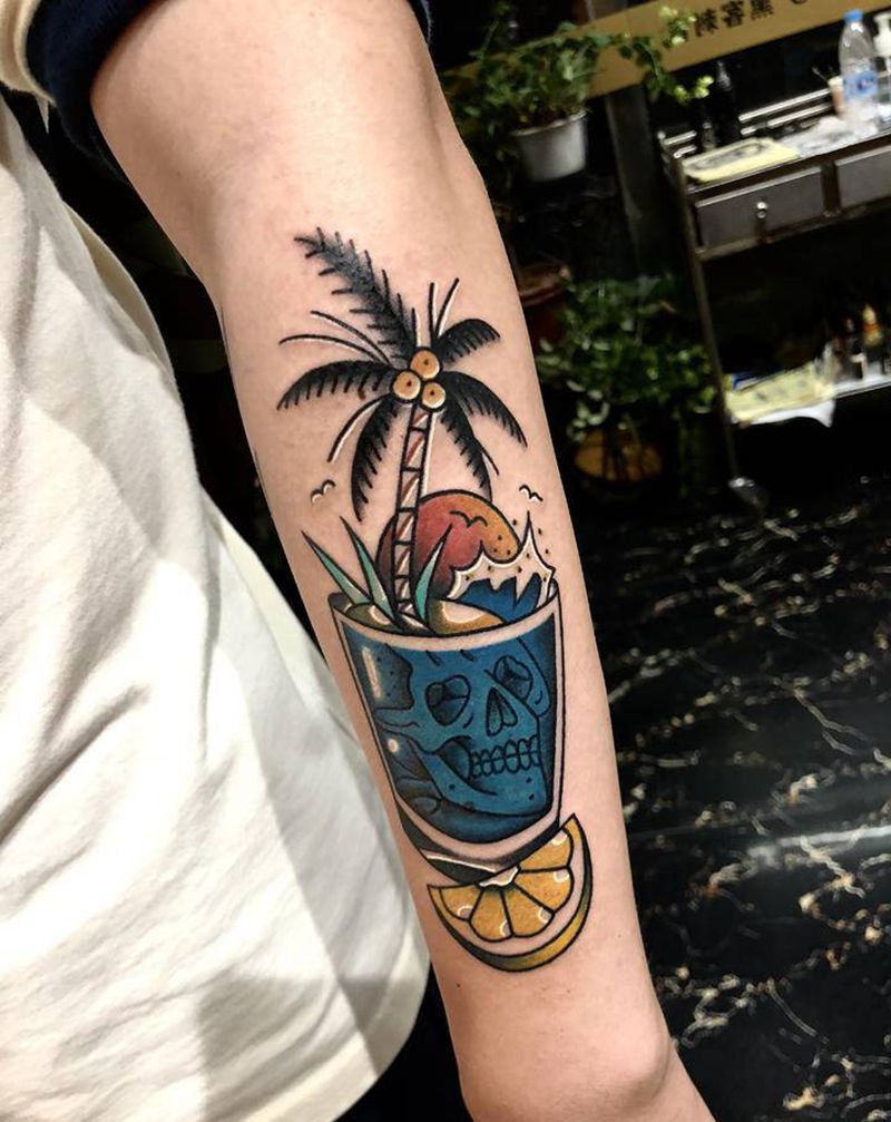 小臂纹身纹身图片_手臂腿部New School纹身图案