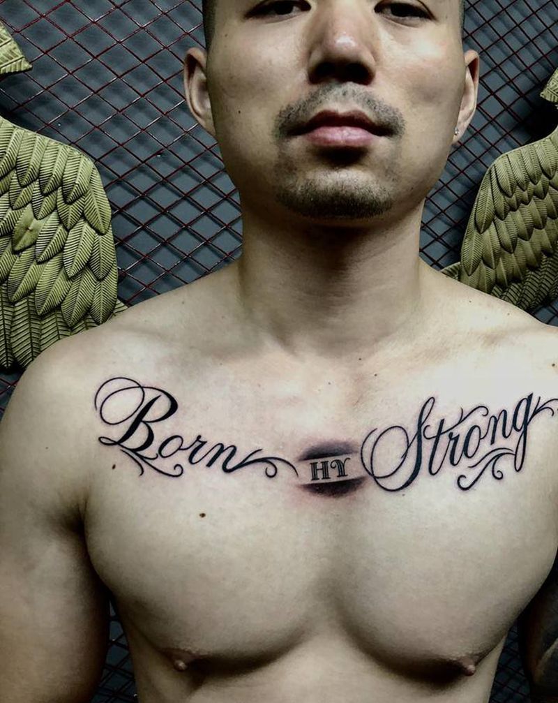 花体英文纹身图片_胸部背部花体字纹身图案