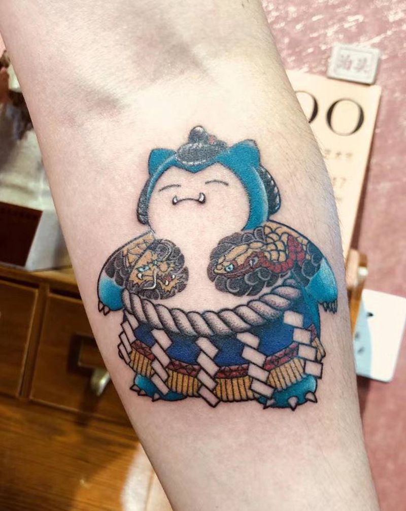 卡比兽纹身图片_手臂老传统Old School纹身图案