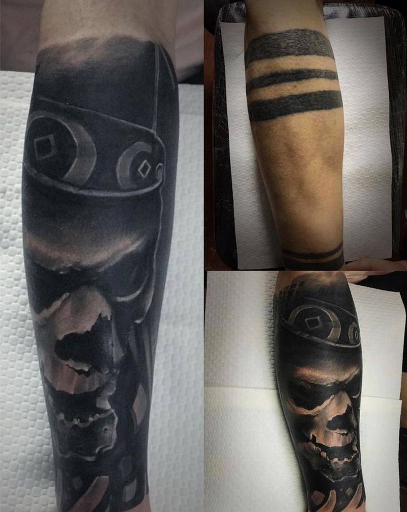 暴力遮盖纹身图片_欧美写实纹身图案