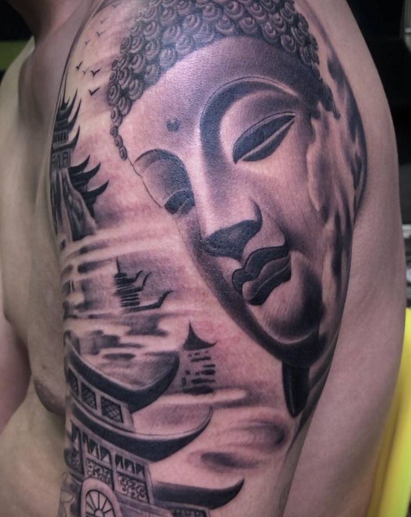 佛纹身图片_手臂新传统纹身图案