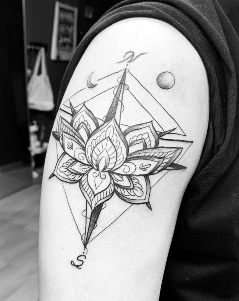 繁花纹身图片_手臂几何纹身图案