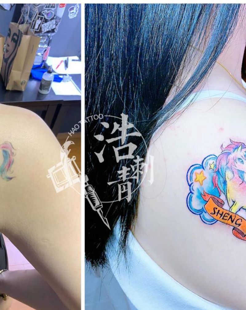 旧图修改纹身图片_背部水彩纹身图案